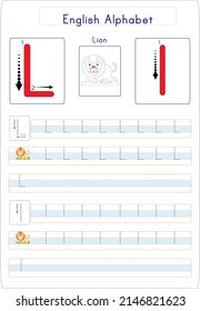 There are different worksheets where all the letters of the alphabet are given. The student will see and write how the letter is written. A visual about the letter is also presented.