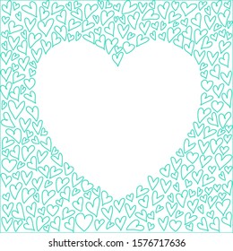 There are doodle heart shapes around the big heart shape in the center with copy space for your text. Sweet decorating template for romantic moment.