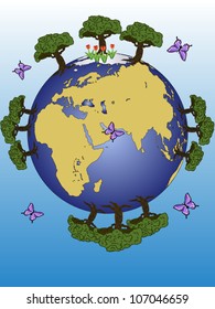 There is the Earth planet with Continents