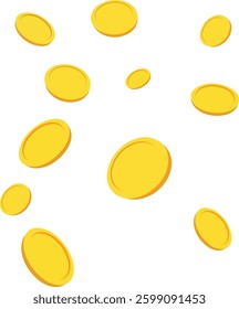 there are eleven yellow gradient gold coins, gold coin icons,