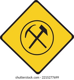 there is excavation work symbol vector icon flat sign symbol with exclamation mark isolated on white background