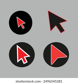 There are four different styles Computer mouse pointer Red is black icons silhouette vector style with white background