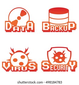 There are four icon such as Back up icon Data icon Virus icon Security icon.