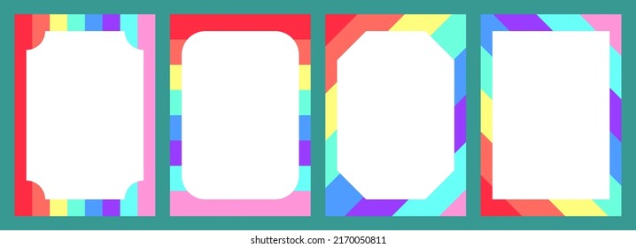 There are four types of background banner illustrations in the image, all of which are composed of red, orange, yellow, green, cyan, cyan, pink and purple.