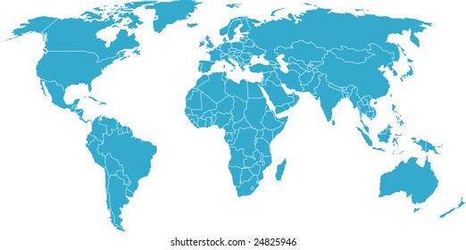 There is a global map of world, blue, vector