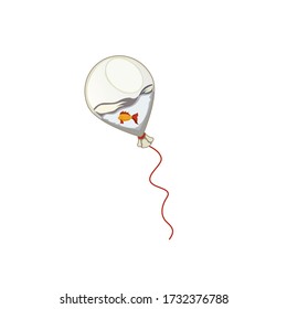 There is a gold-fish swimming in balloon made as a vector illustration that can be used as a print on clothes or notebooks in Children’s Goods topic or as a logo for companies in different fields.