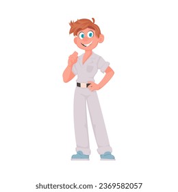 There is a good-looking man who dresses like a doctor. Vector Illustration.