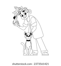 There is a guy who is both funny and cute. He has a job as a veterinarian and spends a lot of time with animals. Childrens coloring page.