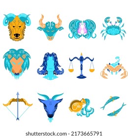 There is a horoscopes zodiac icon with flat style of coloring.