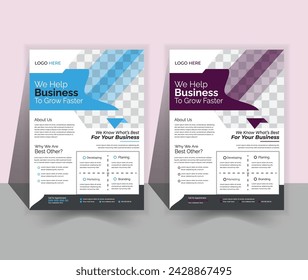 There includes a portion with an image backdrop for posters, booklets, flyers, and brochures in this A4-sized vector illustration template.