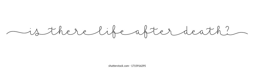 IS THERE LIFE AFTER DEATH? black vector monoline calligraphy banner with swashes