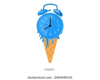 Queda poco tiempo en la vida. El reloj se derrite como un helado. vector 