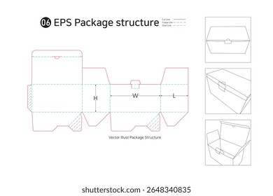 There is a lock to prevent the lid on the top of the front from opening with a side, two bottom, and three-sided adhesive one-touch box.