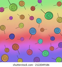There are lots of lollipops on the background which is a fantastic pattern