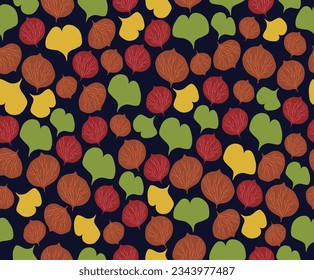 There are many different patterns of fallen leaves.