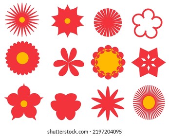 There are many kinds of flowers in the picture. The figures are symmetrical geometry.