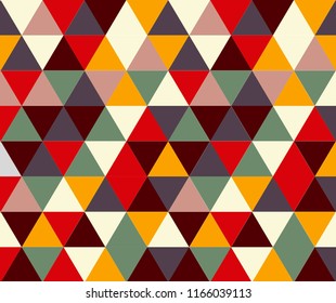 There are many triangles of different colors on the background.