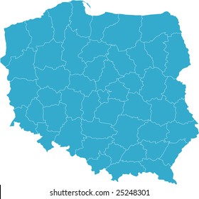 There is a map of Poland country
