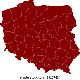 There is a map of Poland country