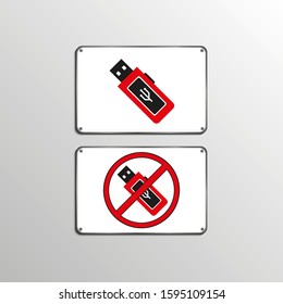 There is a means of storing information. No storage facilities. Type plates. Vector illustration.