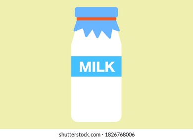 There is milk in the bottle. Vector illustration.