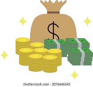 There is a lot of money piled up vector image illustration