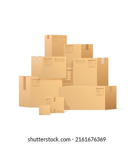 There was a mound of boxes. Moving and delivery as a concept. Illustration in vector format.