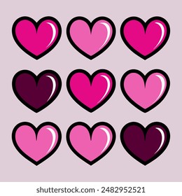There are multiple pink hearts displayed against a pink background