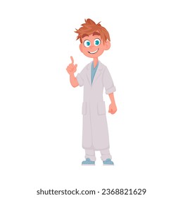 There is a nice-looking man who wears clothes similar to a doctor. Vector Illustration.