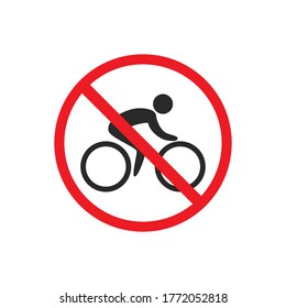 There is no bike. Bicycle prohibition sign, vector illustration on a white background