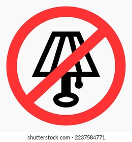 There is no electricity. Do not turn on the lamp. The ban on the use of the lamp. Vector icon.