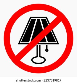 There is no electricity. Do not turn on the lamp. The ban on the use of the lamp. Vector icon.
