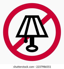 There is no electricity. Do not turn on the lamp. The ban on the use of the lamp. Vector icon.