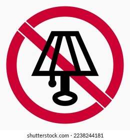 There is no electricity. Do not turn on the lamp. The ban on the use of the lamp. Vector icon.