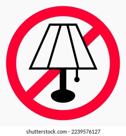 There is no electricity. Do not turn on the lamp. The ban on the use of the lamp. Vector icon.