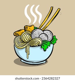 there is no more delicious food than meatballs, spicy and very delicious - vector cartoon hand drawing