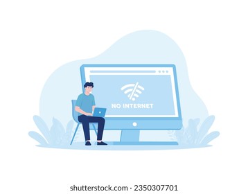 kein Netzwerksignal auf der flachen Abbildung des Computertrends-Konzepts vorhanden ist