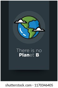 There is no Planet B Quote Poster Design with Earth Vector Illustration