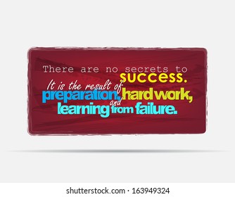 There are no secrets to success. It is the result of preparation, hard work and learning from failure. Motivational background. Typography poster. (EPS10 Vector)