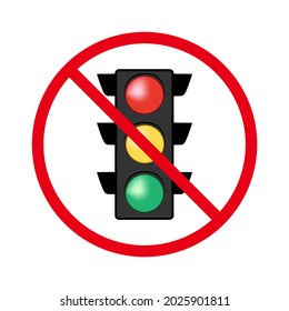 There are no traffic lights, the intersection is unregulated . Unregulated road movement. Uncontrollable road. Safety not regulated. Information sign. Restrictive icon for security motion. Vector