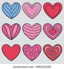 There are numerous kinds of hearts included in this collection