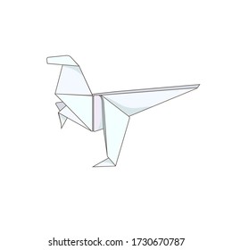 There is an origami Tyrannosaurus Rex made as a sketch on white isolated background, vector illustration that can be good for making stickers, prints, logos for any companies or departments and icons.
