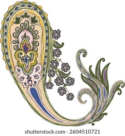 there is paisley ethnic elelment vector 