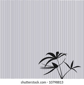 There is a plant silhouette in the background a jalousie.