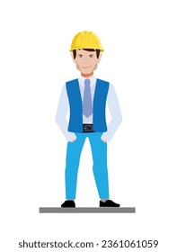 There is a professional Engineer or  Builder, Designer, Contractor, Cartoon