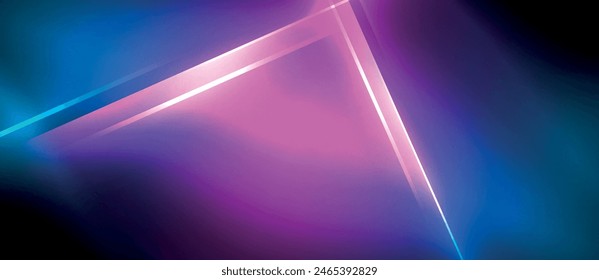 There is a purple and blue light beam shining against a dark background, creating a striking visual contrast