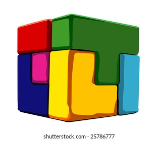 There is puzzle cube of various shapes