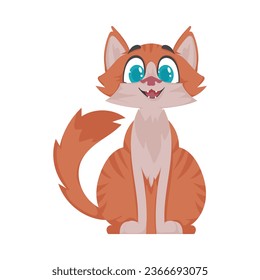 There is a really adorable and amusing cat with very shiny red fur just relaxing. Vector Illustration.