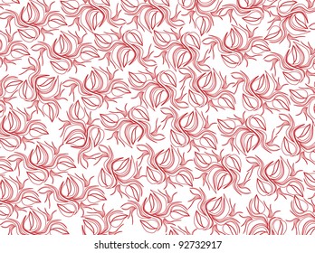 There are red flowers on white background