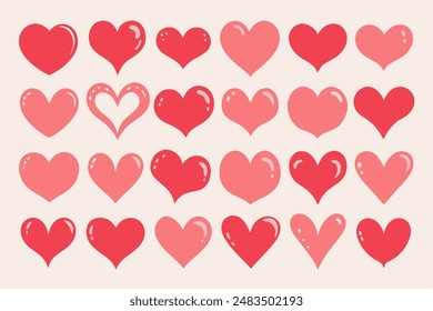 There are red hearts displayed on a white background